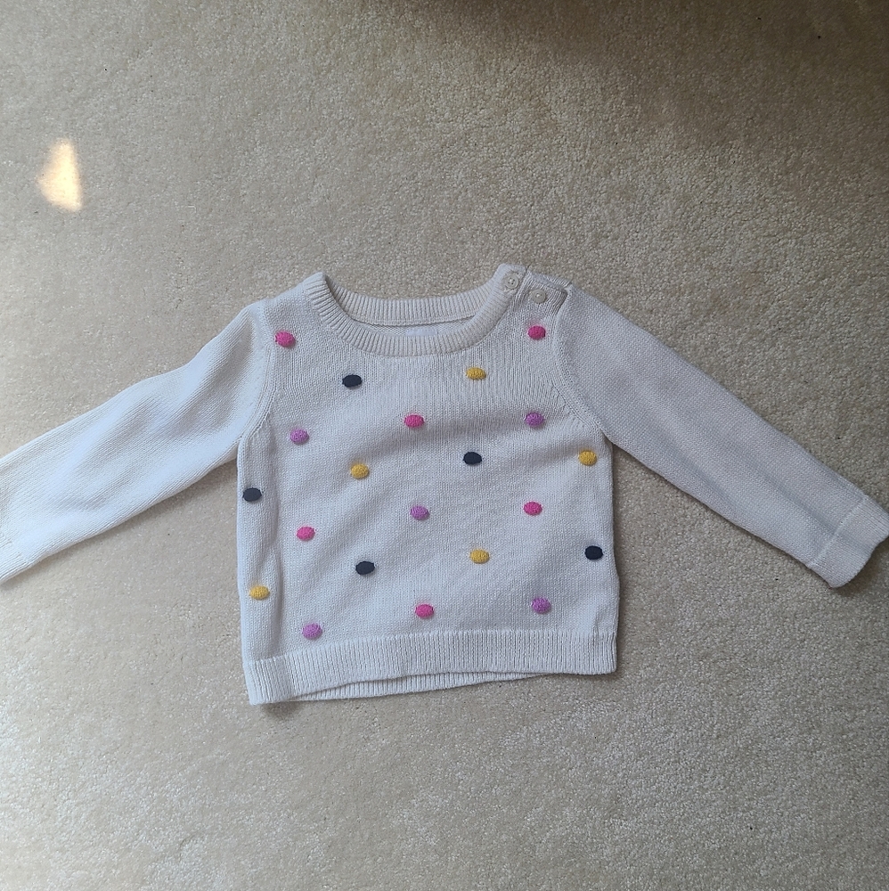 Baby Gap Pom Pom Polka Dot Ivory Winter White Sweater